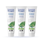 Essential Oxygen Certified Organic Toothpaste, Fluoride-Free, Enamel-Safe, Gentle Whitening, Peppermint, 4 oz, Pack of 3