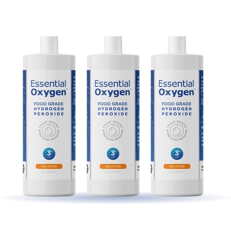 Essential Oxygen Food Grade Hydrogen Peroxide Antibacterial All-Purpose Cleaner, 32 oz, Pack of 3