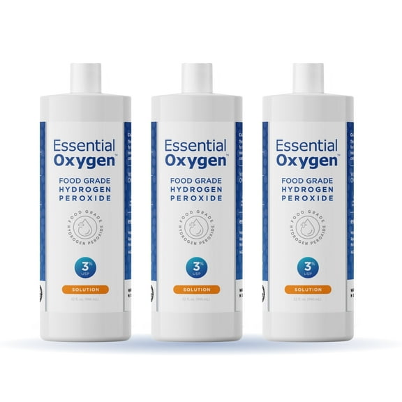 Essential Oxygen Food Grade Hydrogen Peroxide Antibacterial All-Purpose Cleaner, 32 oz, Pack of 3