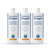 Essential Oxygen Food Grade Hydrogen Peroxide, Natural Cleaner, 3% USP, White, 16 Ounce, Pack of 3