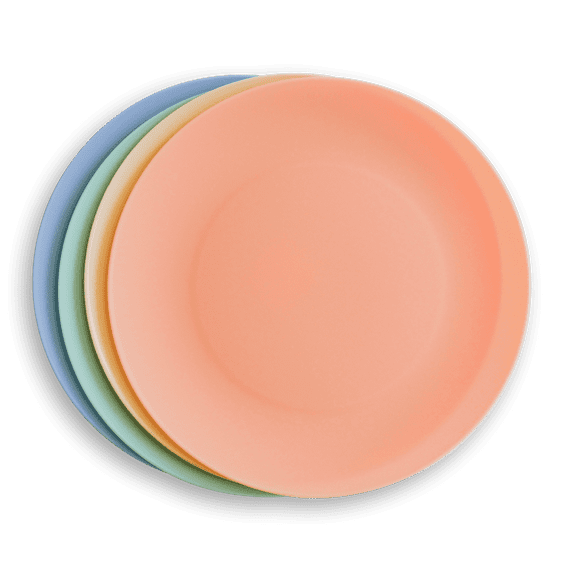 Essential PP Set of 4 Dinner Plates, Assorted, 10"
