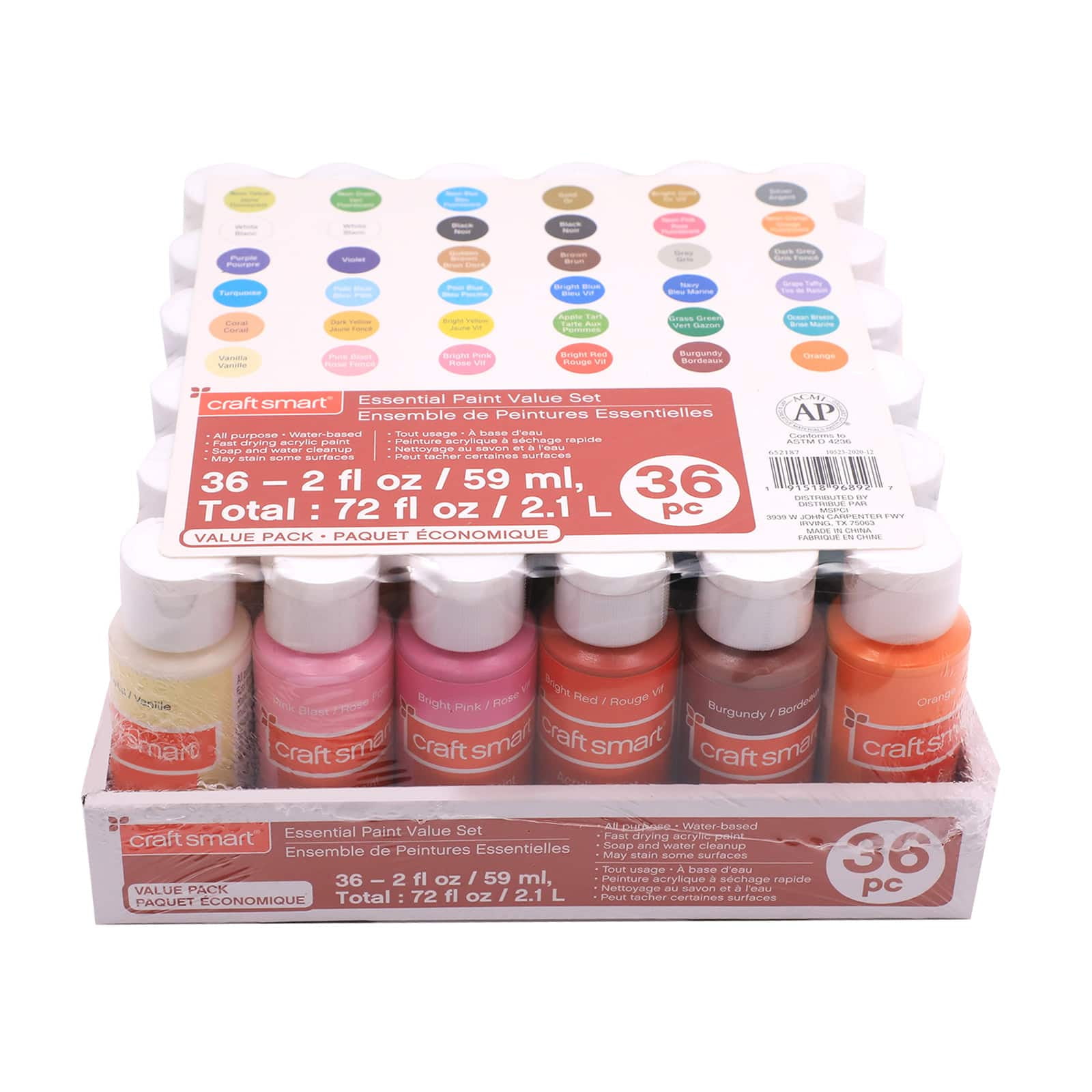 Craft Smart Acrylic Paint Set Value Pack 16 Colors – All-Purpose Paint Kit for Beginners and Professionals