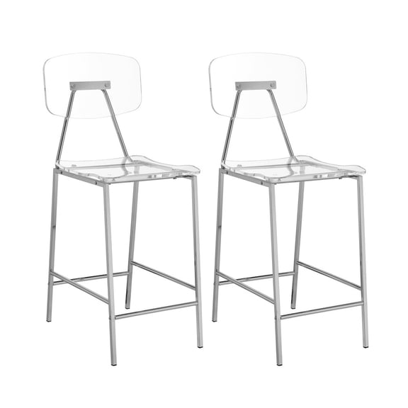 Essential Pieces Finley Counter Stool, Set of 2 - Chrome Finish