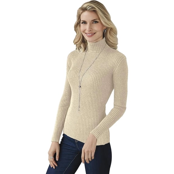 Essential Ribbed Turtleneck Ivory Small