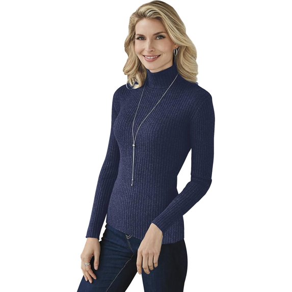 Essential Ribbed Turtleneck Midnight 2X