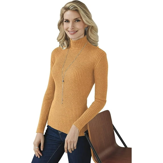 Essential Ribbed Turtleneck Saffron 2X