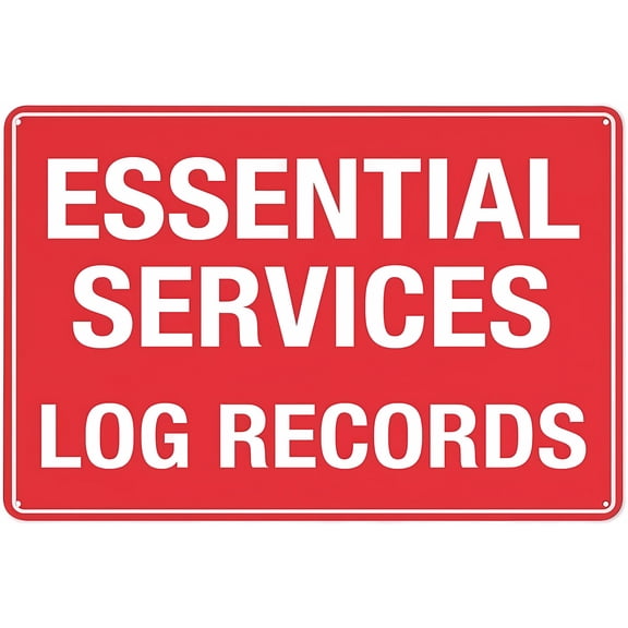 Essential Services Log Records Sign - 8"x12" Reflective Aluminum Sign, UV Protected Waterproof Weatherproof Fade Resistant for Office, Facility, Record-Keeping Zone