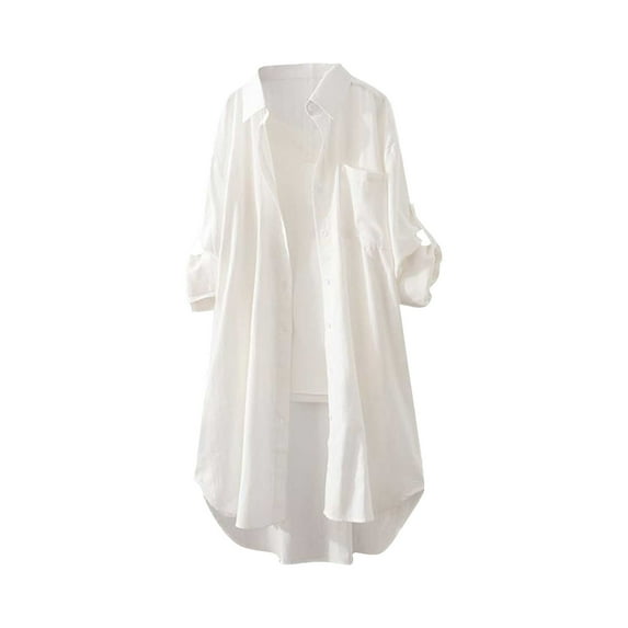 Essential Solid Color Duster Cardigan, Airy Lightweight Blouse with Relaxed Fit & Casual Elegance for Everyday Outfit Completions,White 2XL