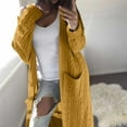 thumbnail image 1 of Essential Solid Open Front Maxi Long Knitted Cardigan Sweater For Women Yellow L TP170, 1 of 7