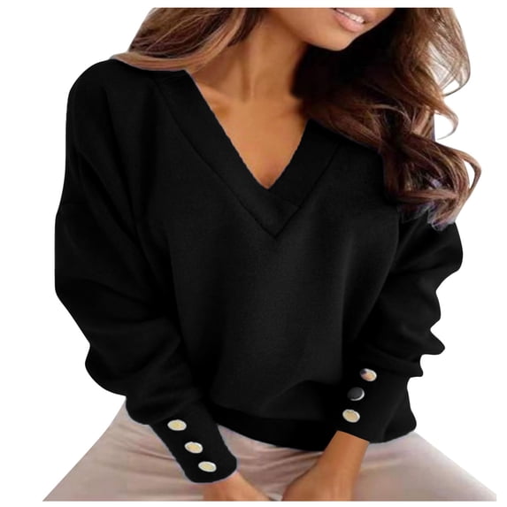 Essential Sweatshirt for Women Soft Crewneck Long Sleeve Loose Fit Casual Lounge Everyday Basic Winter Warm Top