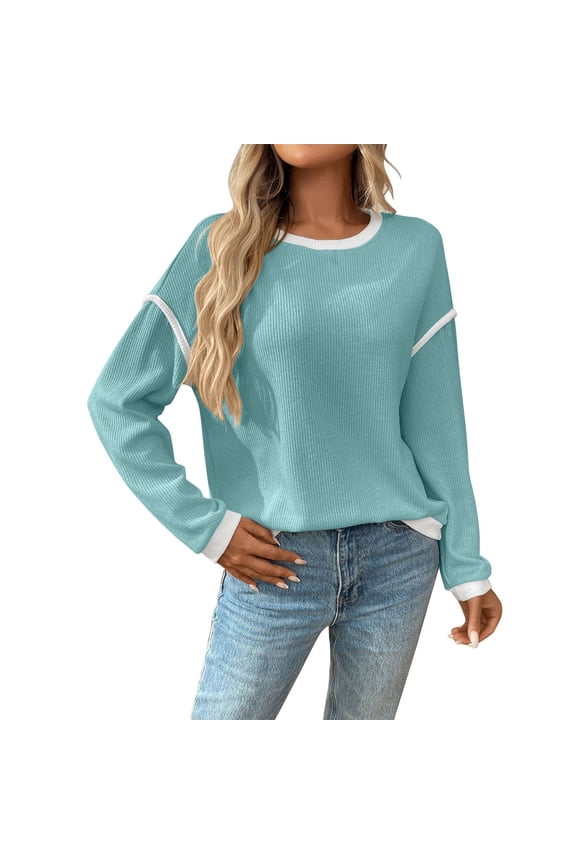 Essential Sweatshirt for Women Soft Crewneck Long Sleeve Loose Fit Casual Lounge Everyday Basic Winter Warm Top