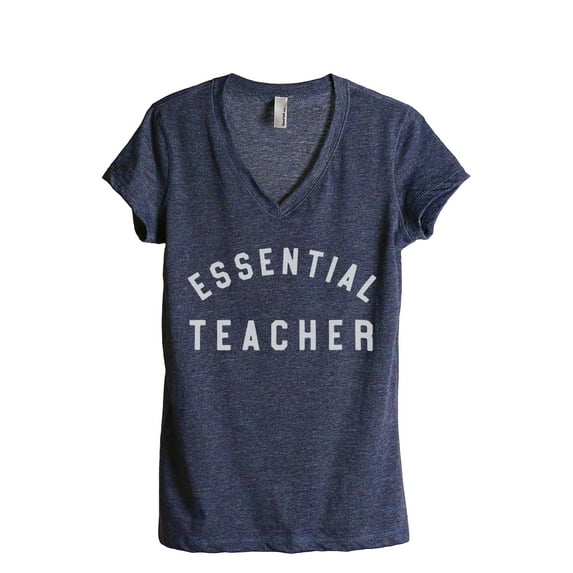 Essential Teacher Women's Fashion Relaxed V-Neck T-Shirt Tee Heather Navy X-Large
