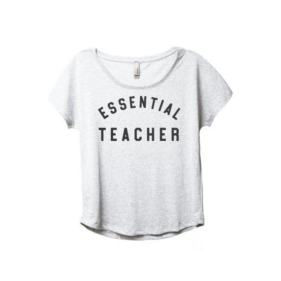 Essential Teacher Women's Fashion Slouchy Dolman T-Shirt Tee Heather White X-Large