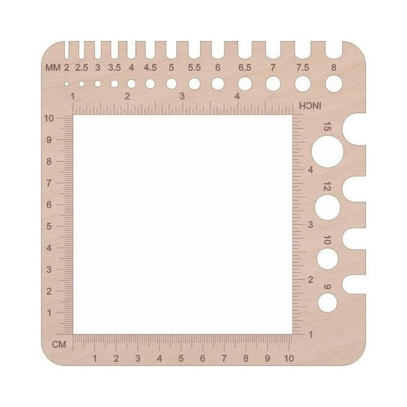 Essential Template Braided Rope Wooden Wrapping Embroidery Thread Measure Rule Knitting Needle Gauge Spinners Yarn Measuring Tools B
