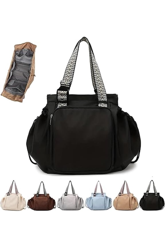 Essential Tote Bag, Emma and Kate Everyday Bag, Multifunctional Travel Organizer Stylish Shoulder Crossbody Backpack (Black)