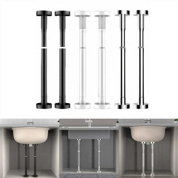 Essential Undermount Sink Brackets with Adjustable Height Features 2 Pack 50-80Cm Black