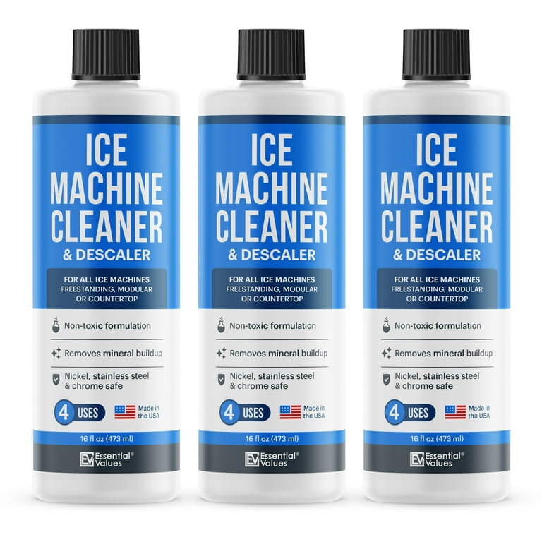 Essential Values 32 USES Ice Machine Cleaner (Gallon / 3.78), Nickel Safe  Descaler | Ice Maker Cleaner Compatible with: Whirlpool 4396808, Manitowac