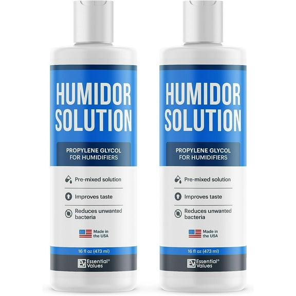 Essential Values Humidor Solution, (2 Pack) 16oz Propylene Glycol For Humidifiers