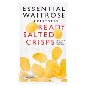 Essential Waitrose Ready Salted Crisps 25g x - 12 per pack