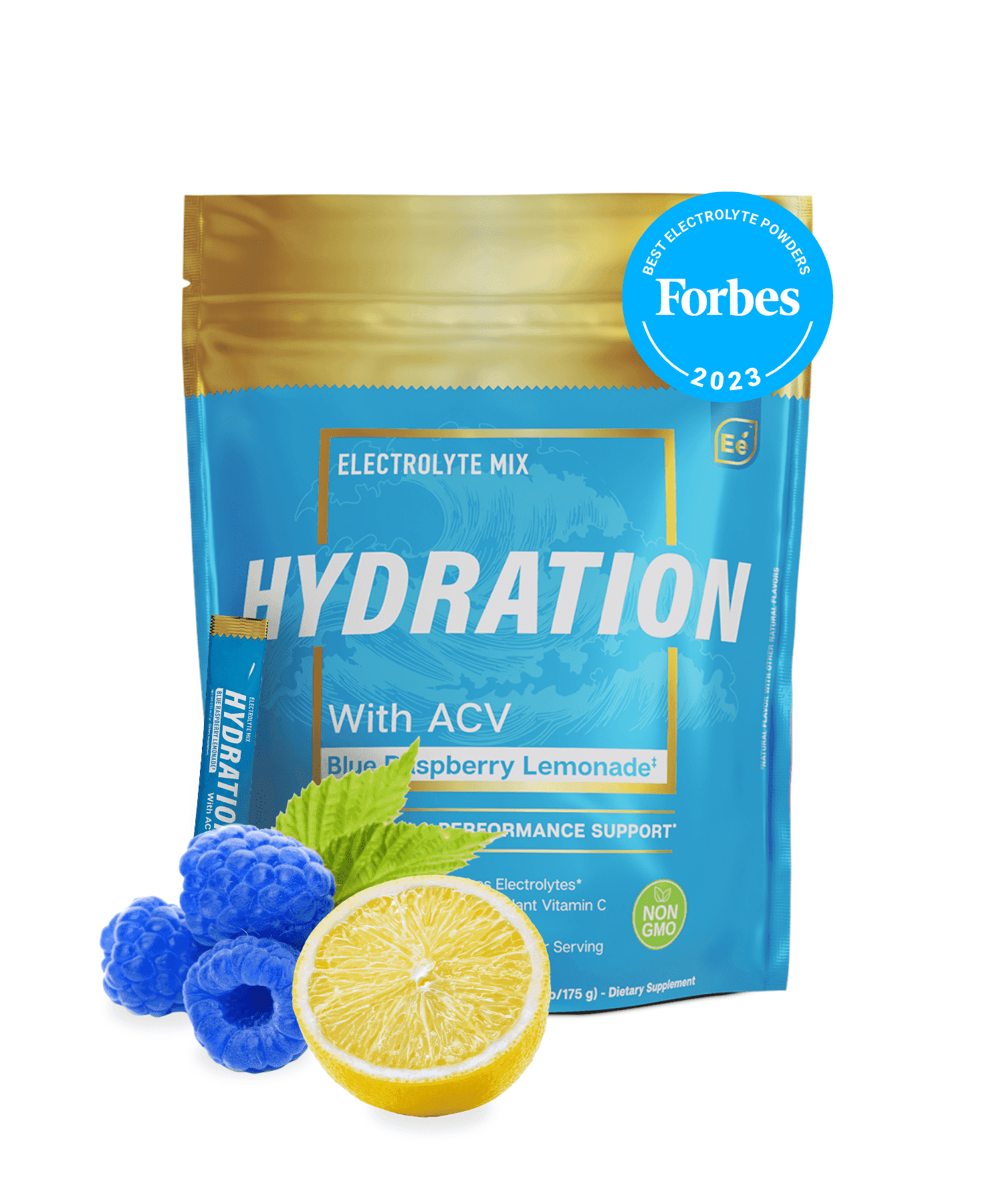 Essential elements Hydration Packets - Blue Raspberry Lemonade - Electrolytes Powder No Sugar - Electrolyte Drink Mix - Superior Hydration with ACV & Vitamin C - 25 Stick Packs