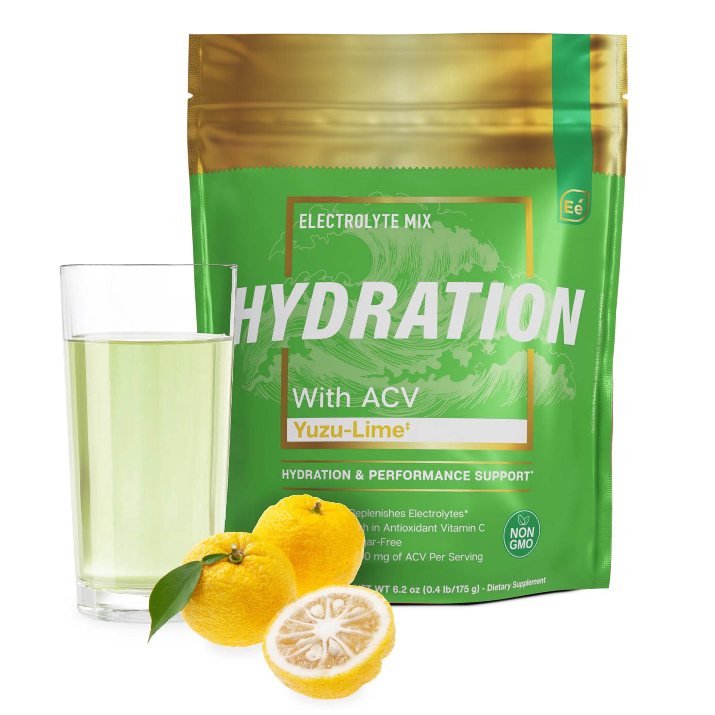 Essential Elements Hydration Packets - Yuzu Lime - Electrolytes Powder No Sugar - Electrolyte Drink Mix - Superior Hydration with ACV & Vitamin C - 25 Stick Packs