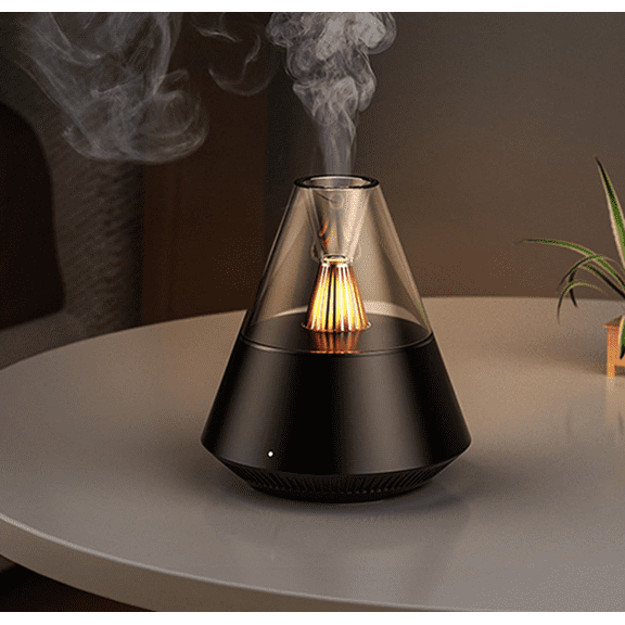 Essential oil aroma diffuser, portable humidifier with cold mist and warm light effects, remote control, capacity of 150ml, suitable for bedrooms, offices, living rooms (black)