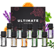 Essential oils by ULTIMATE AROMA 100% Pure Therapeutic Grade Oils kit- Top 6 Aromatherapy Oils Gift Set-6 10MLEucalyptus, Lavender, Lemon grass, Orange, Peppermint, Tea Tree