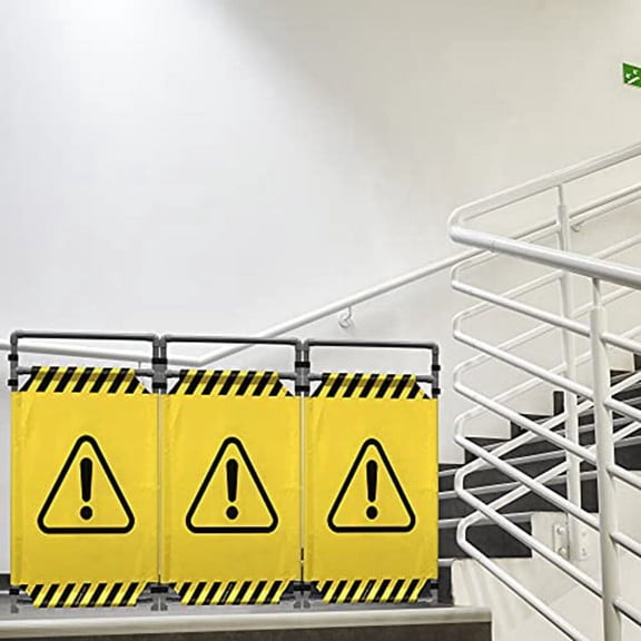 Essentially Yours Folding Safety Barrier, PVC Safety Barricade, Portable Floor-Mount Barrier, Yellow, 1 Count