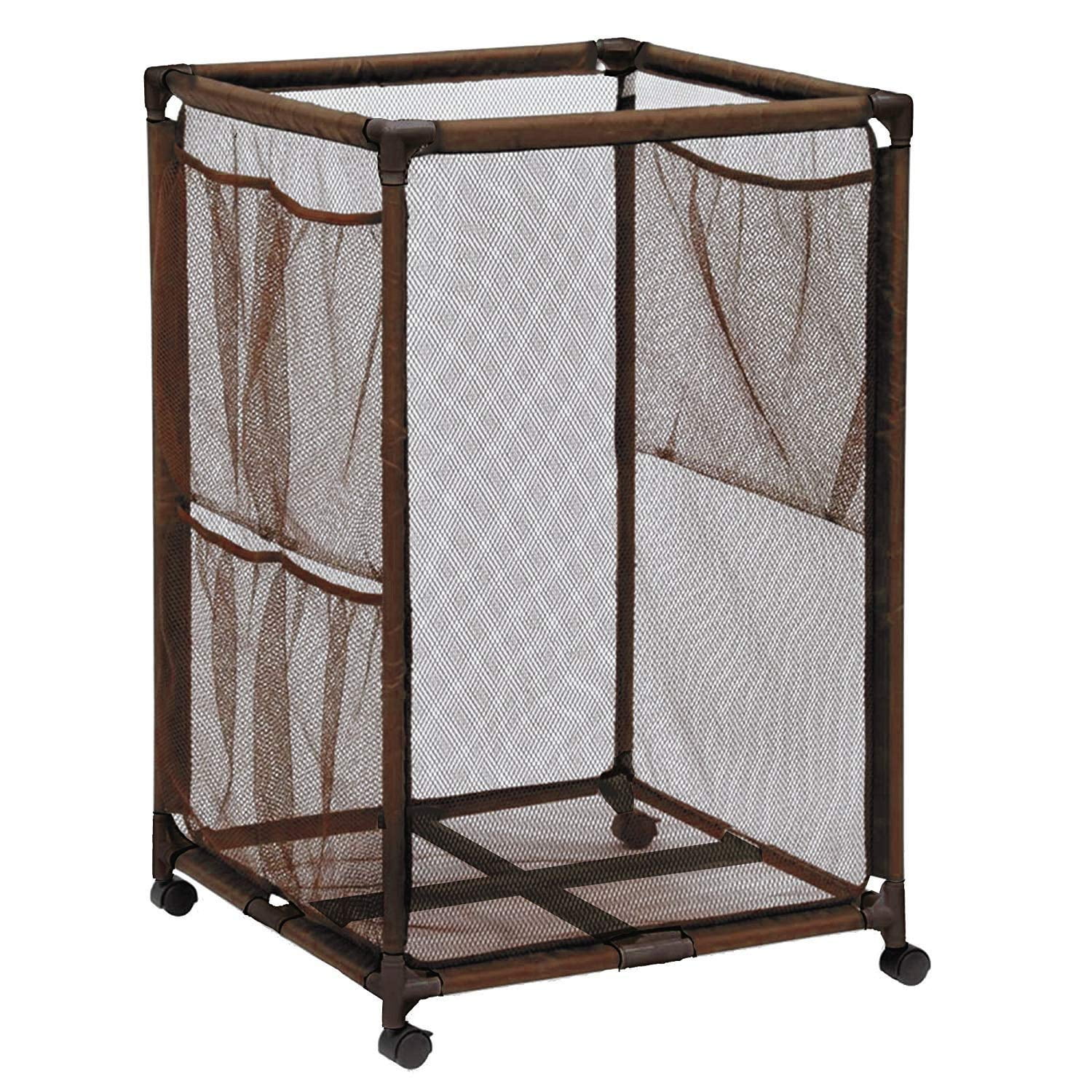 Brown Lockable Plastic Deck Box with Wheels and Mesh Storage