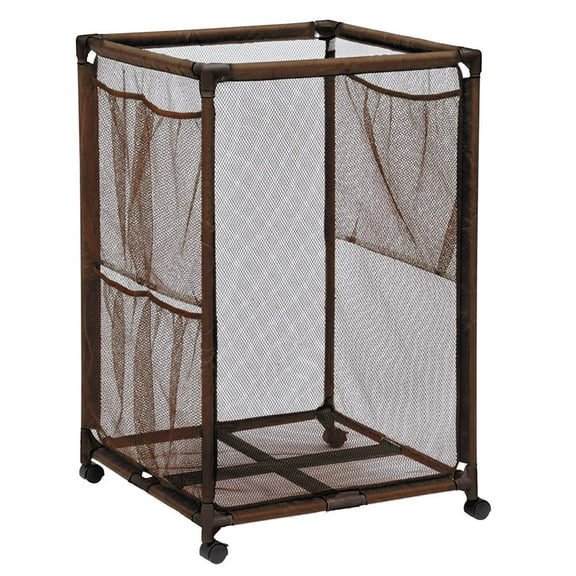 Essentially Yours Rolling Pool Storage Organizer Bin, Medium, (25.4" W x 25.4" L x 40" H), Brown Style 417227