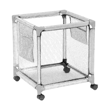Essentially Yours Rolling Pool Storage Bin - 18x18x20 Inch Blue/White Outdoor Organizer