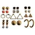 thumbnail image 1 of Time and Tru Women's Essentials 12 Pair Gold Tone Motif Earrings, 1 of 1