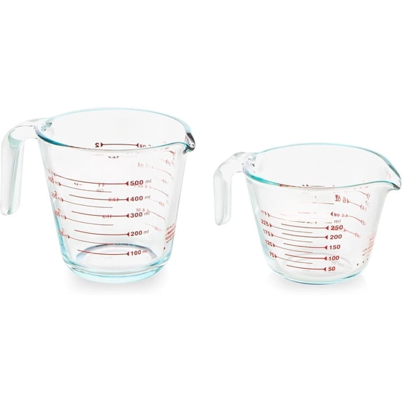 Essentials (2-Pack) Glass Measuring Cups Set, (1 & 2 Cup) Measuring Cups For Prepping, Baking and Cooking, Preheated Oven, Dishwasher, Freezer, and Microwave Safe