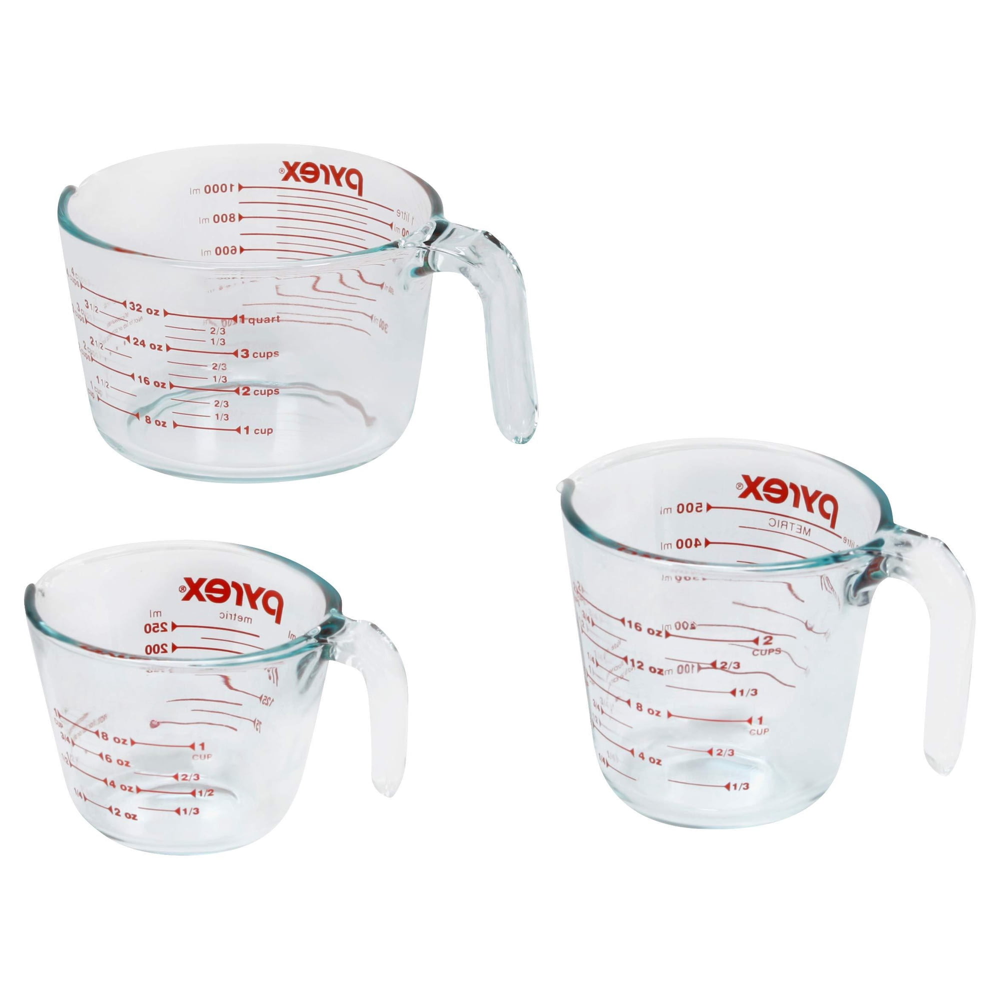 Essentials (3-pack) Glass Measuring Cups Set (1 2 & 4 Cup) For Prepping Baking And Cooking Preheated Oven Dishwasher Freezer Microwave Safe