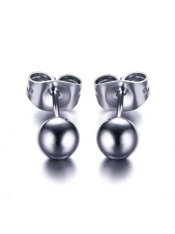 Essentials 316 Stainless Steel Ball Stud Earrings - Women's Everyday Wear, 2 Sizes