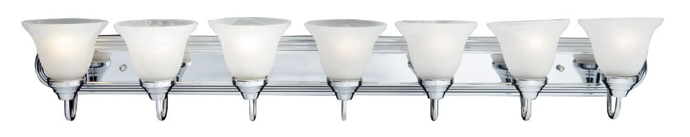 Polished Chrome 48" 7-Light Vanity Fixture with Marble Glass Shades