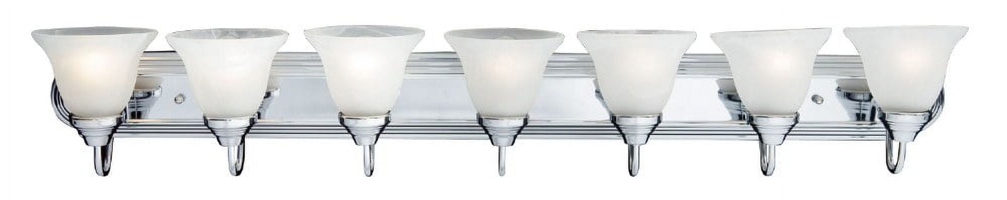 Polished Chrome 48" 7-Light Vanity Fixture with Marble Glass Shades