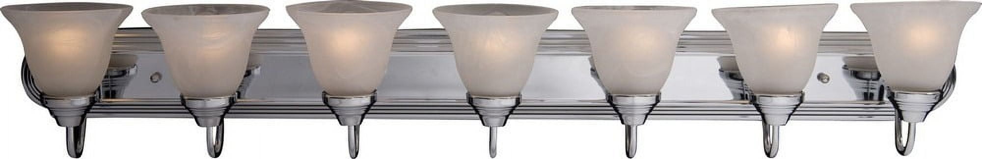 Polished Chrome 48" 7-Light Vanity Fixture with Marble Glass Shades