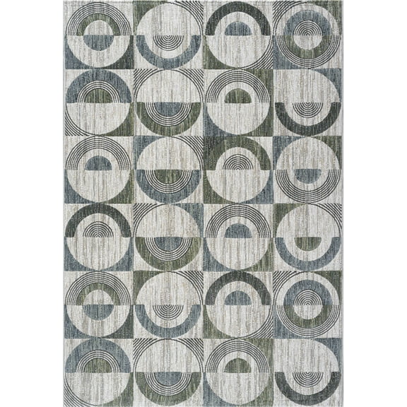 Essentials Archer Green Blue Charcoal Ivory and Gray Polyester Area Rug