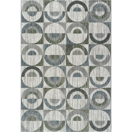 Essentials Archer Green Blue Charcoal Ivory and Gray Polyester Area Rug