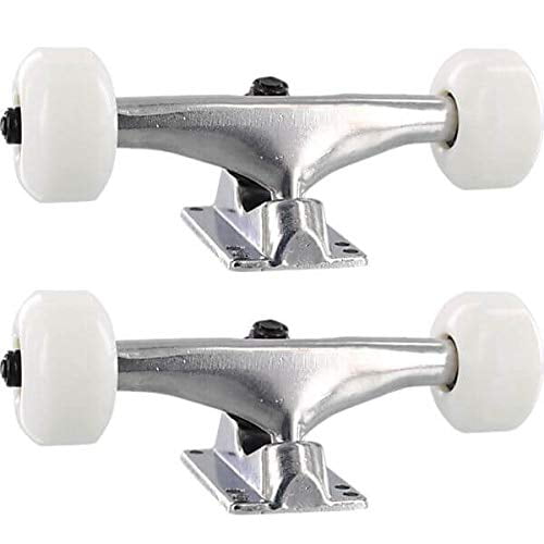 Essentials Assembly and Wheel Set Skateboard Trucks Raw and White 53mm - Hanger 5.25" Axle 8" (Set of 2)