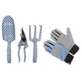 thumbnail image 1 of Essentials Blue Floral Gardening Aluminum Tool Set with Trowel, Cultivator, Pruner, and Gloves, 1 of 8