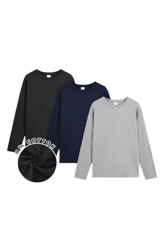 Essentials Boy’s Long Sleeve T-Shirt, Super-Soft Cotton Blend Round Neck Tee, Sizes 1-15Y