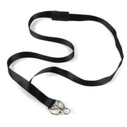 Essentials Unisex Adult Black Polyester Ribbon Lanyard, 19 Long, hook and keyring