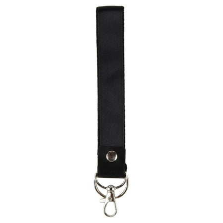 Essentials Unisex Adult Black Wristlet Ribbon Lanyard, Hook and Keyring, 8" Long