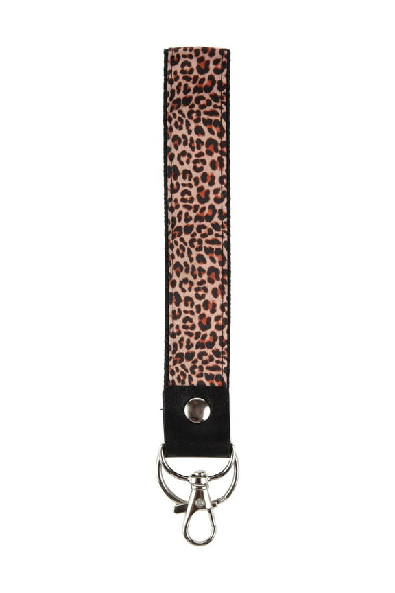 Women's Adult Cheetah Print Wristlet Lanyard, Hook and Keyring, 8" Long