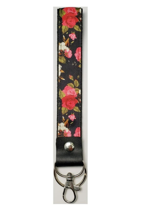 Brand Women's Adult Floral Polyester Wrist Lanyard and Keychain, 8" Long