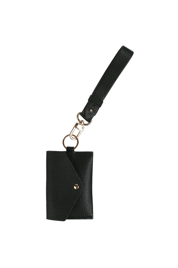 Brand Women's Adult Imitation Leather Wrist Lanyard with Black Wallet, 12" Long