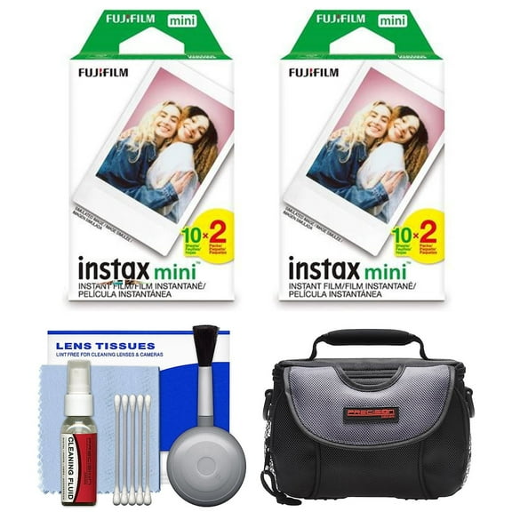 Essentials Bundle for Fujifilm Instax Mini 8, Mini 9, Mini 11, Mini 70 & Mini 90 Instant Film Camera with 40 Twin Color Prints + Deluxe Case + Cleaning Kit