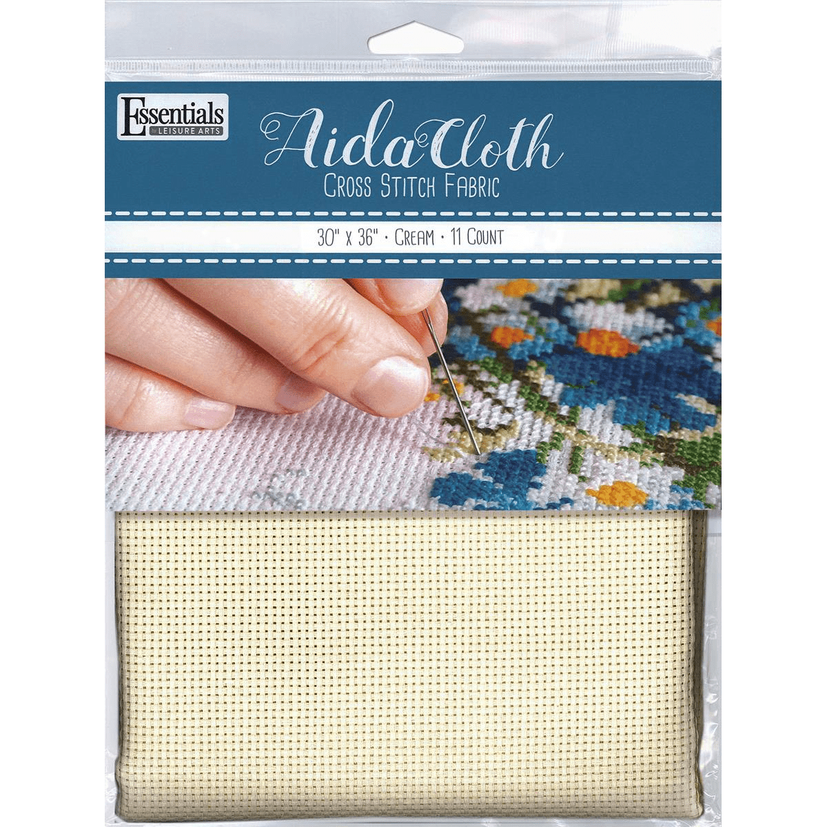 Essentials By Leisure Arts Aida Cloth, 18 count, 15 x 18, Antique White  cross stitch fabric for embroidery, cross stitch, machine embroidery and